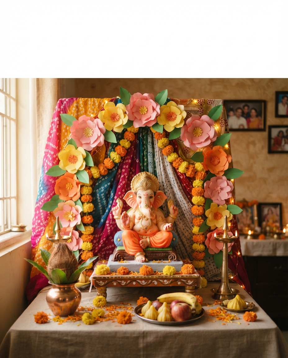 Low Budget Ganpati Decoration Ideas 2026 - ઓછા બજેટમાં સુંદર ગણપતિ ડેકોરેશન